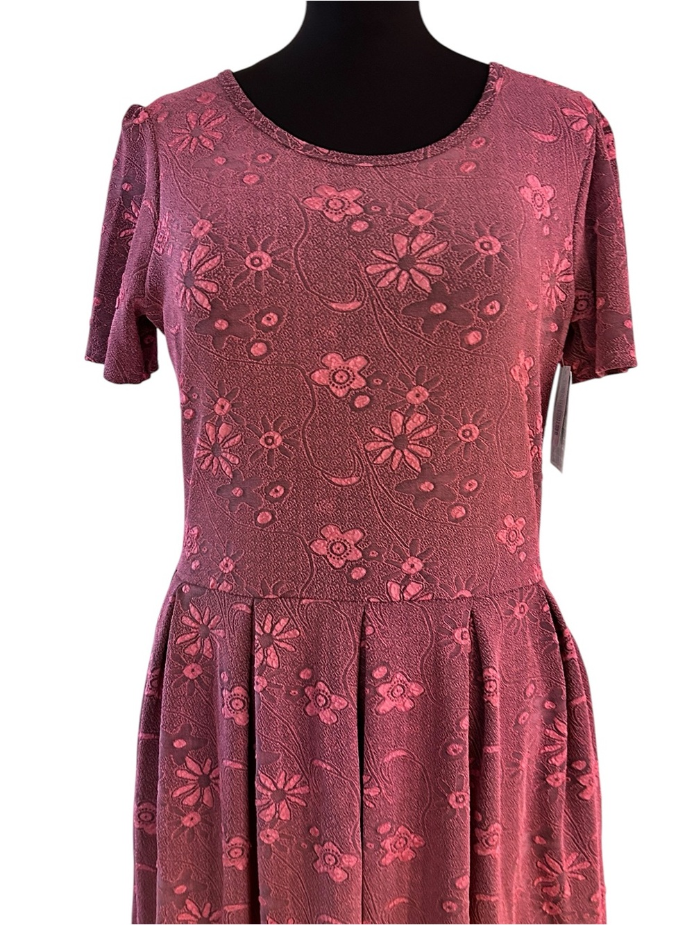 LuLaRoe Amelia Size 2 XL Womens Dress Rose Pink Raised Floral New NWT 22-24 - Picture 2 of 12